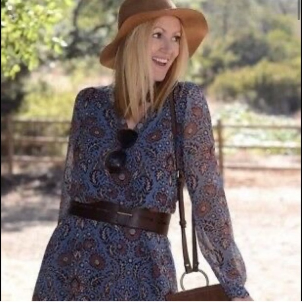CAbi Long Sleeve Bohemian Dress. Underlined. EUC